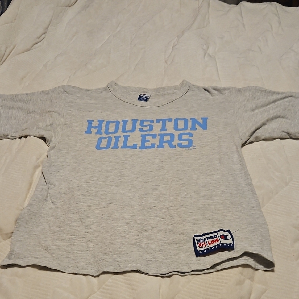 1994 Champion Houston Oilers Kids Gray Tee with Light Blue Logo